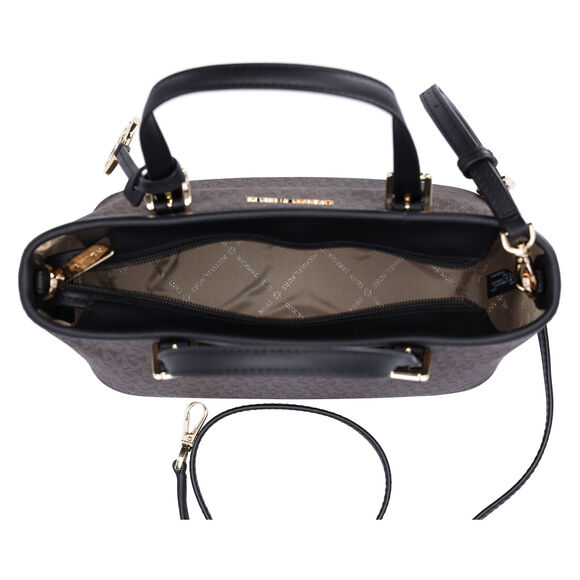 Michael Kors Jet Set Small XS Carryall Convertible Tote Crossbody Brown MK Black - Picture 4 of 12